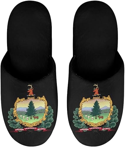 Miniatura 5 de Coat Arms of Vermont Men's Cotton Slippers Casual Closed Toe House Shoes Cozy Bedroom Slippers for Indoor Outdoor