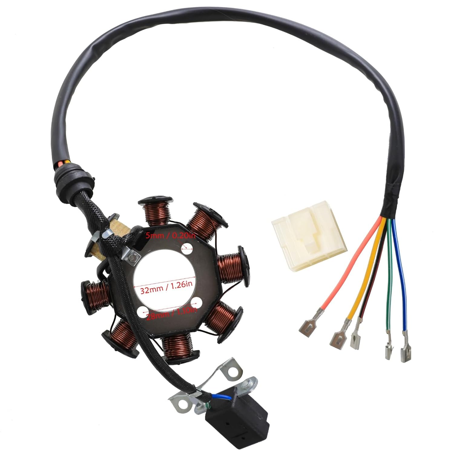 Complete Wiring Harness Kit for 4-Stroke ATV 150CC 200CC 250CC 300CC Quad Bike Buggy Go Kart Wire Harness Loom Coil CDI Solenoid Relay Spark Plug Zongshen Lifan (3 Hole Stator)