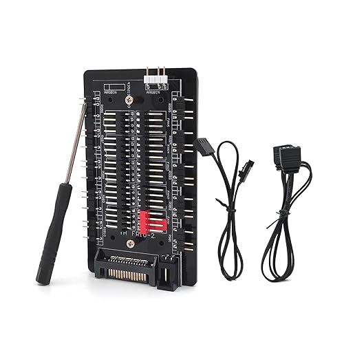 Miniatura 6 de Hub de ventilador RGB de 10 puertos PWM direccionable RGB divisor de ventilador 5 V3 pines para fuente de alimentación SATA + control de placa base,