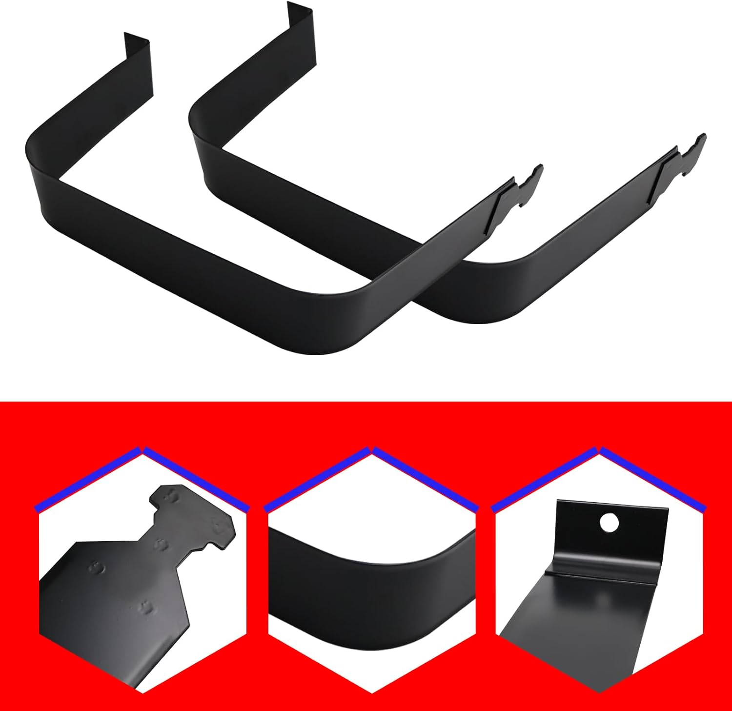 SMMS 2PCS 578183 Fuel Tank Straps for Chevy for Chevrolet Silverado, for GMC Sierra 1500 2500 300 1999-2019, Black, Front Rear Replaces OE 22868151 15288145 15710284 15206818 578-183