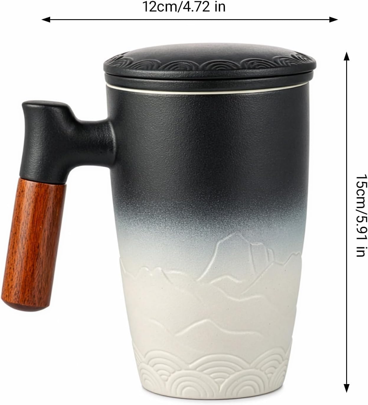 Tee-Ei aus Keramik mit Holzgriff und Deckel, stilvoller Steeper mit Filter, perfekt für Teeliebhaber, ideal für Zuhause und Büro