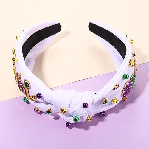 Miniatura 4 de HZEYN Diademas de Mardi Gras para mujer, diadema anudada adornada con cristal, para el martes gordo de carnaval, desfile, accesorios de regalo