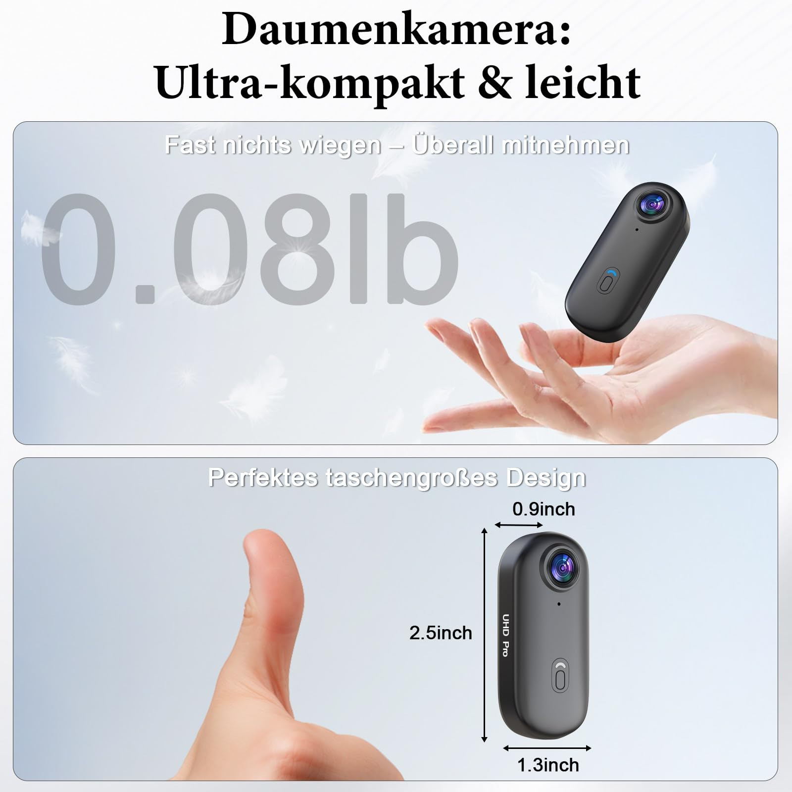 sakalaka HD 1080P Mini Körperkamera, POV-Kamera Tragbare Action Bodycam mit Halterung, Vlogging Mini Kamera, 32GB Karte enthalten, Freihandaufnahme für Sport, Radfahren, Reisen, Haustiere