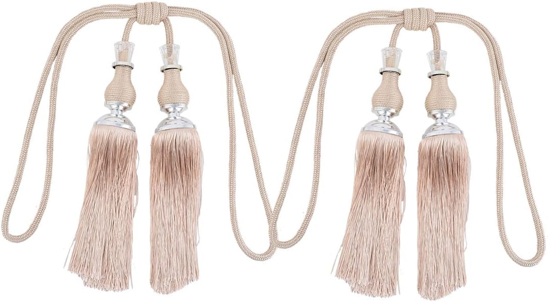 Nylon Bedroom Window Drapery Curtain Tassel Ornament Fringe Tieback Cord Pair Khaki (id: 4a3 ee9 79c d42 fa6