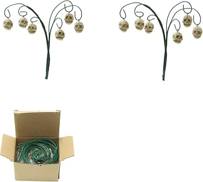 12PCS Mini Skull Garden Stakes, Skulls with Green Stakes for Garden Lawn Yard Halloween Decoration, Art Stick, Resin Ornaments, Outdoor Decor