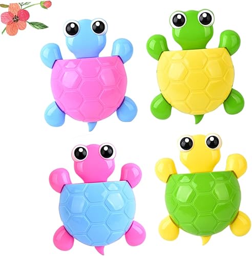 Miniatura 5 de Soporte de pared de tortuga con ventosa para cepillos de dientes, soporte para cepillos de dientes plateado, 4 uds