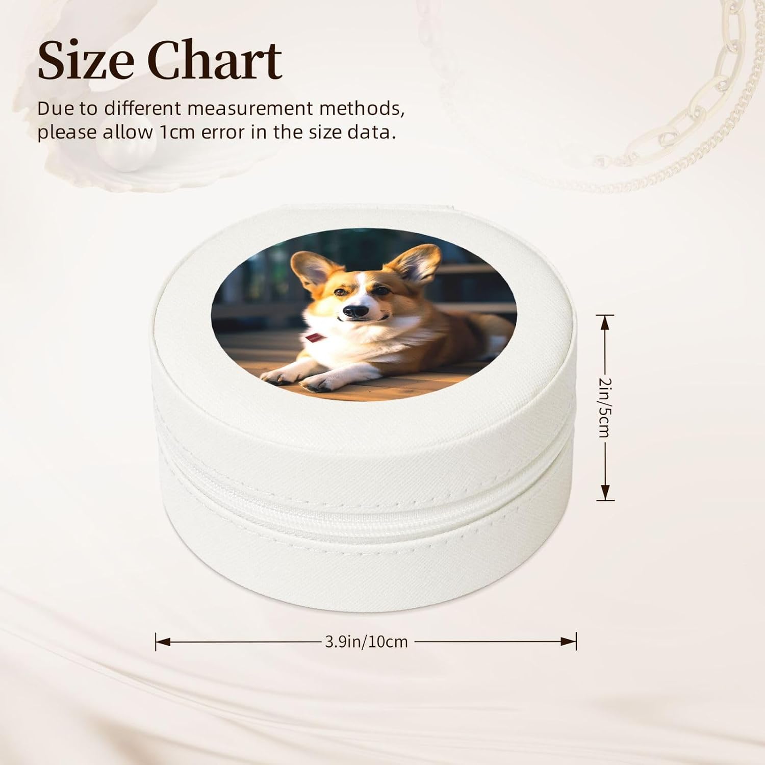 Travel Jewelry Box Leather Small Jewelry Organizer for Women,Portable Jewelry Case Smart Corgi Display Storage Holder Boxes Mini Travel Case for Necklace Rings image 2