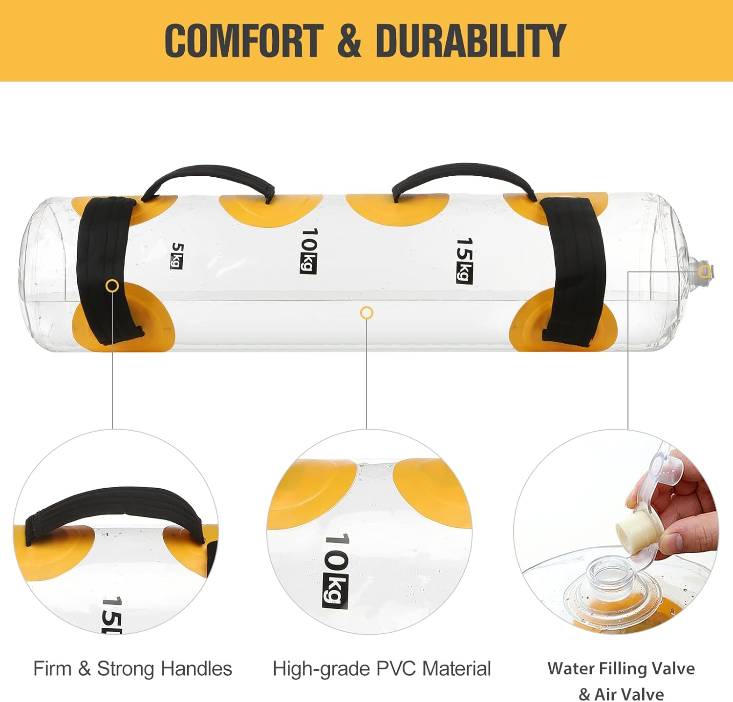SUNGOOYUE Water Weight Bag, Adjustable PVC Muscle Training Weight Bag with Air Pump, Fitness Equipment for Home Gym, Interval Training