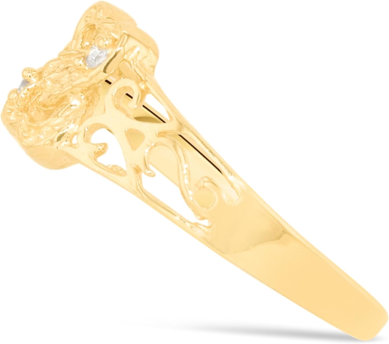 Floreo 10k Yellow Gold 7mm Two Interlocked Filligree Hearts CZ Openwork Ring, Sizes 4-10 - Image 3