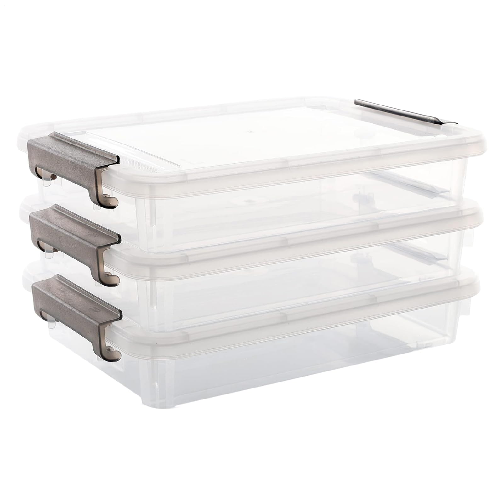 Scatola di archiviazione per documenti – 3 pezzi trasparenti impilabili – grande capacità per A4 B5 e documenti, per casa, ufficio, scuola, forniture scolastiche