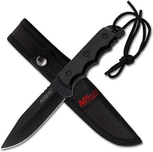 MTech USA MT-20-35 cuchillo de hoja fija, con hoja de punta caída negra, mango de plástico, 8 pulgadas en total