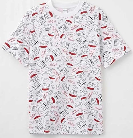 Amazon Lサイズ メンズ おしゅしだよ まぐろ Tシャツ ホワイト 総柄 アニメ 萌えグッズ 通販