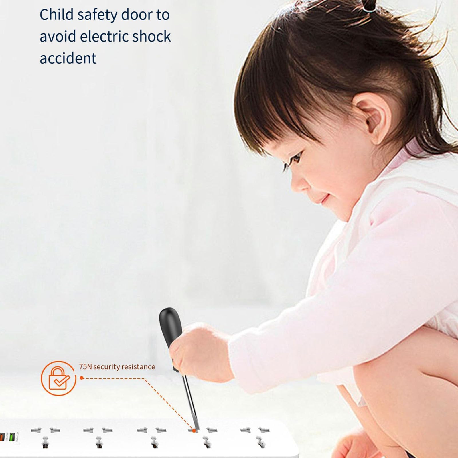 Multipresa 8 in 1 con 5 prese CA + 2 USB + 1 TypeC, protezioni multiple di sicurezza, uscita di identificazione intelligente