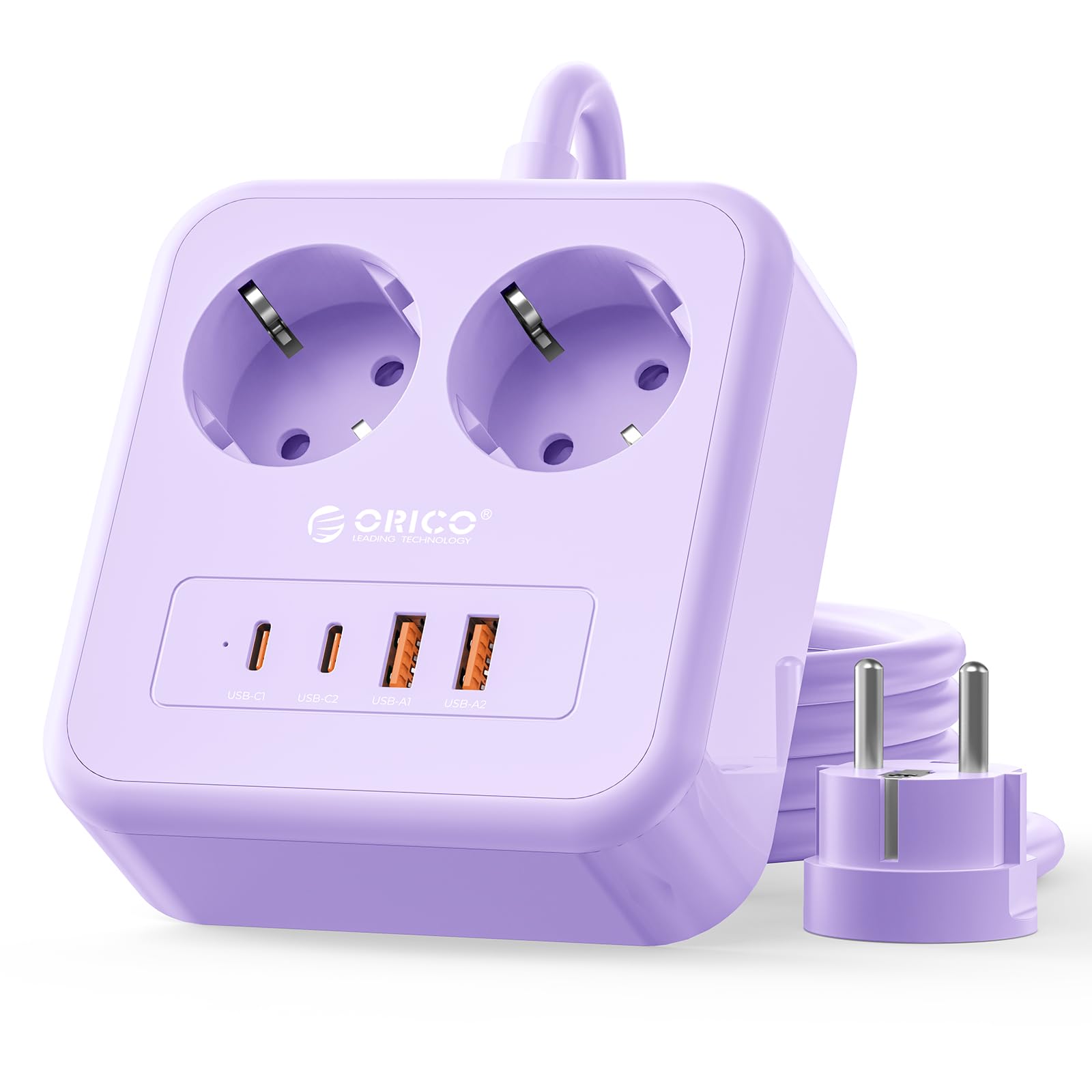 ORICO Regleta Enchufes con USB C 20W, Regleta de 3 Metros con 2 Tomas y 4 USB (2 USB-C), Diseño Compacto con Agujeros de Montaje y Pies Antideslizantes, 2500W, para Mesa o Pared, Blanco - APD — view 11