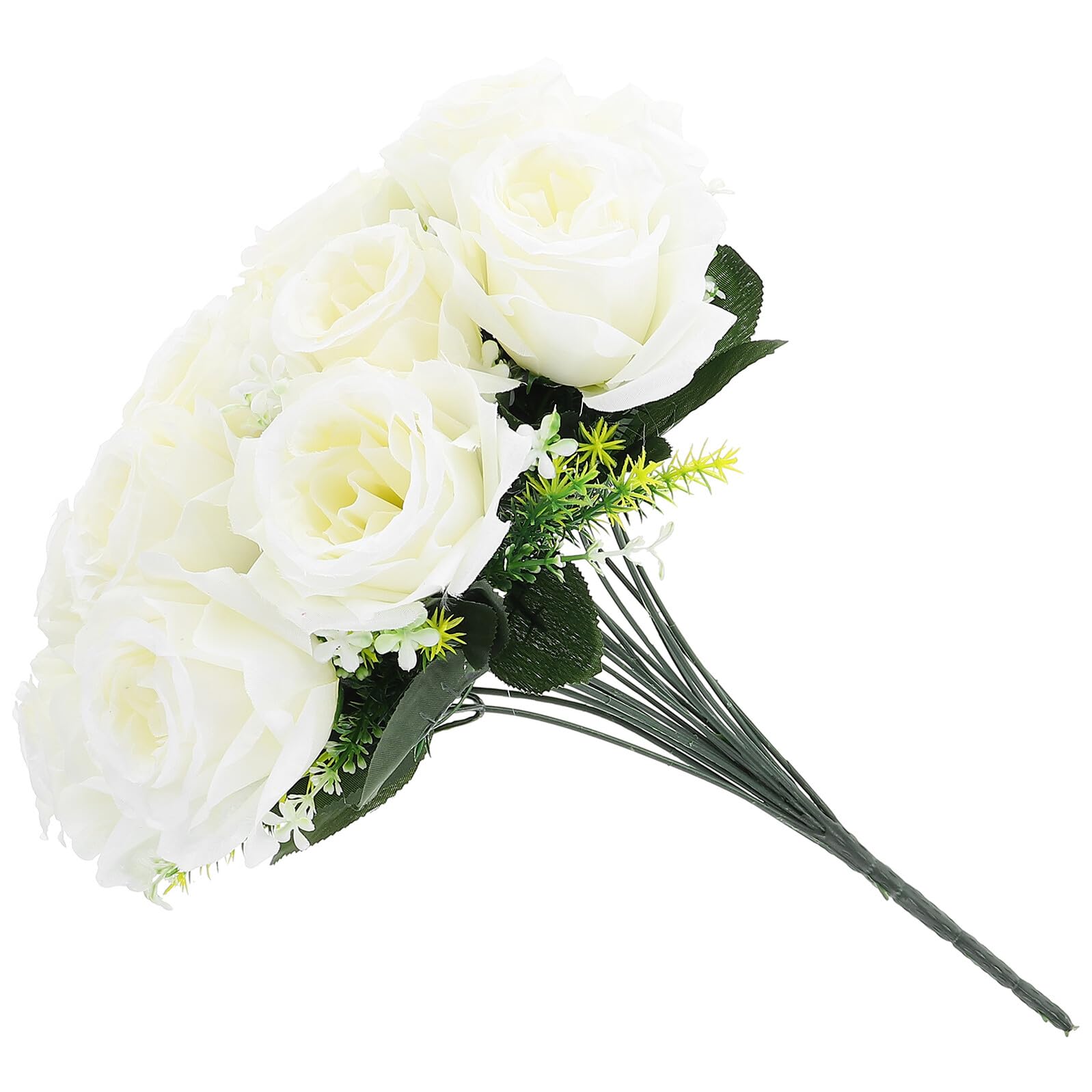 Composition funéraire de roses artificielles en soie ivoire pour cérémonie et tombe