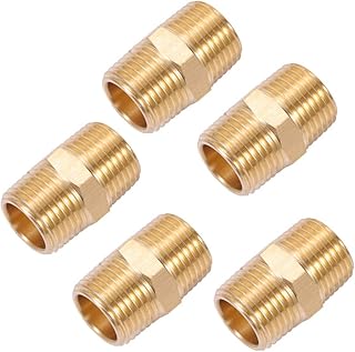 Brass Pipe Fitting,1/2 Inch NPT Male to 1/2 Inch NPT male Brass Pipe Hose Tube Fitting Hex Head Bushing Adapter Convert (5, 1/2 NPT male x 1/2 NPT male)