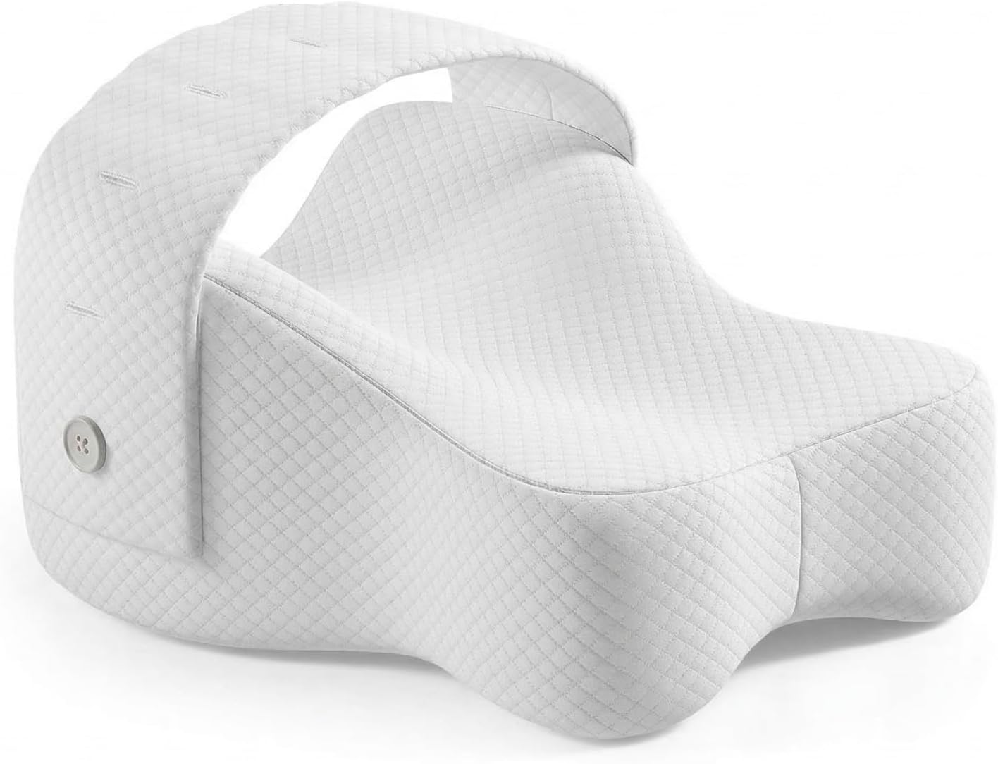 Knee Pillow for Side Sleepers with Adjustable Strap, Memory Foam Leg Pillow for Side Sleeping, Ergonomic Knee Wedge Pillow Between Legs for Hip, Knee & Joint Support, White