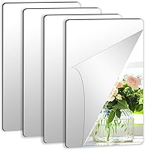 Augshy 4 Stück 15x23cm Selbstklebende Fliesenspiegel, Selbstklebende Flexibler Spiegel Nicht Glas DIY Acrylic Wanddekoration Dekospiegel Rahmenloser Wandspiegel
