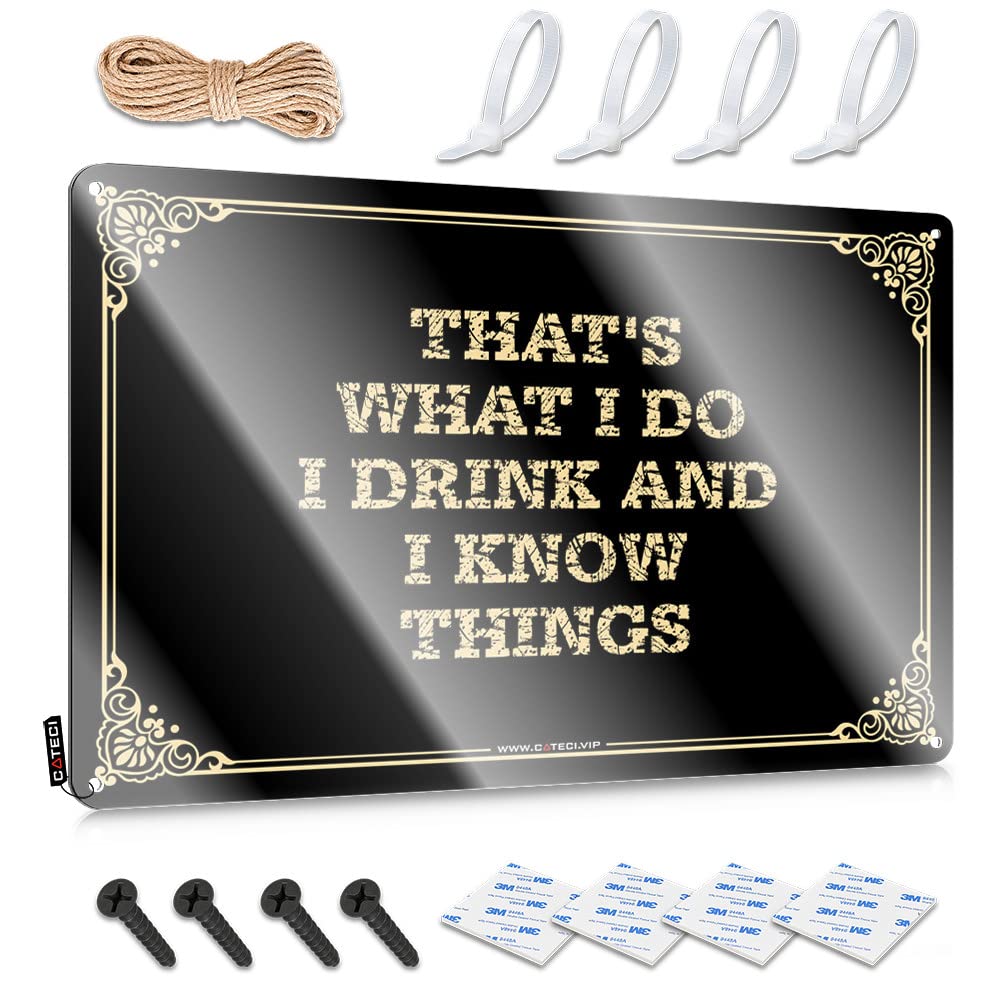 Sukecupqz Men's Colour Bar Accessories Man Cave Sign Decor That's What I Do, Drink And Know Things Tin Sign(30X40cm)