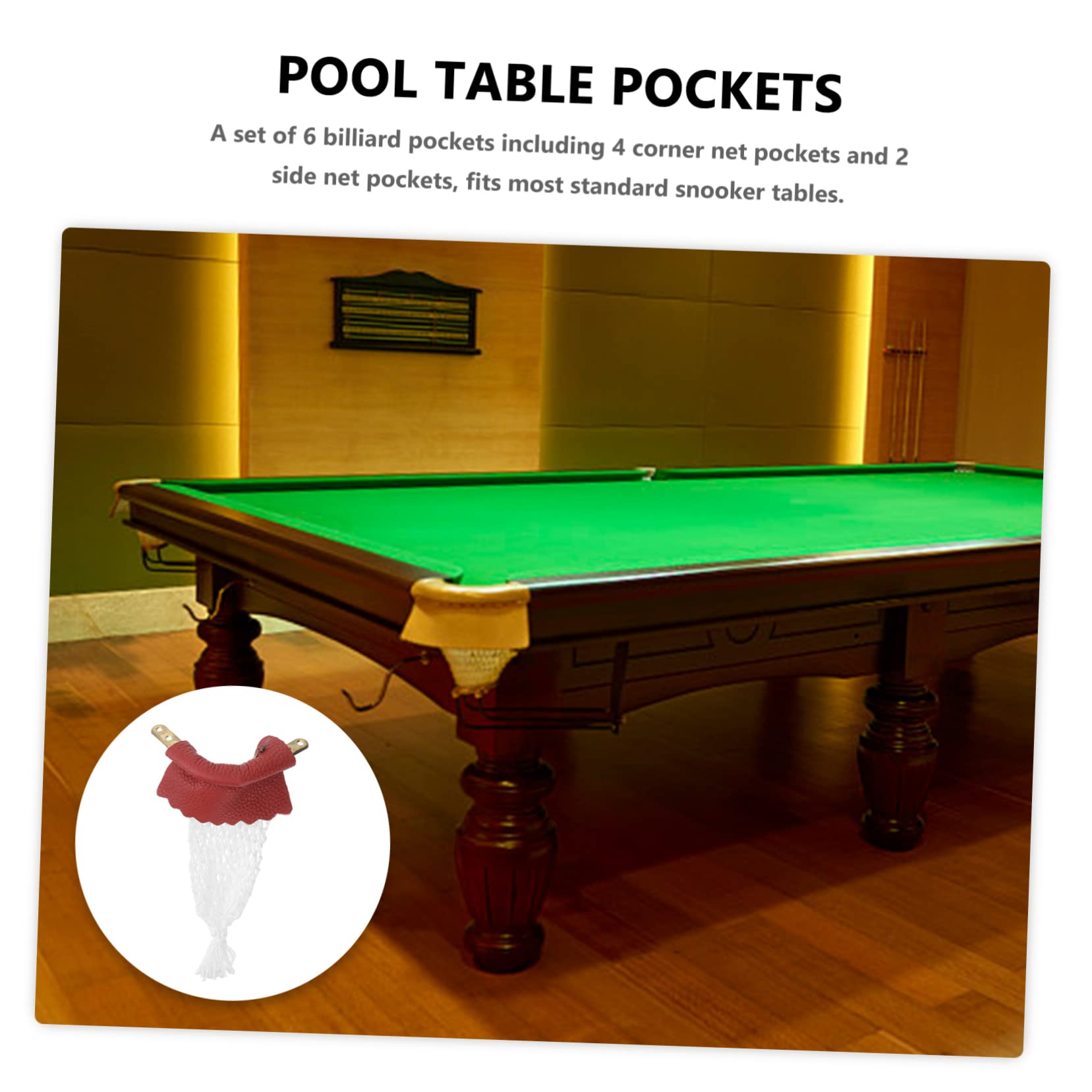PACK DE 6 poches en caoutchouc pour table de billard de qualité