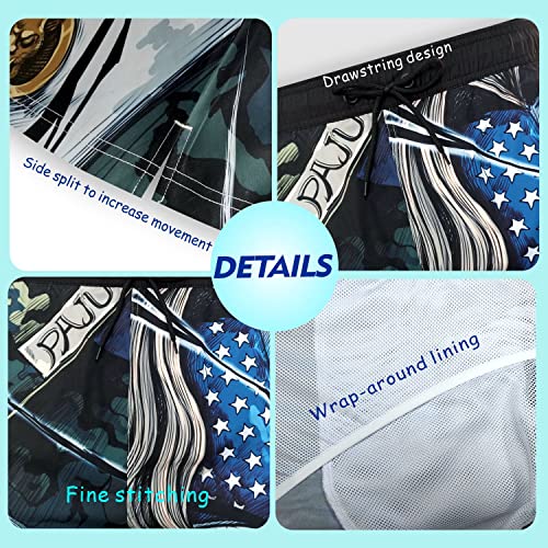 PAJUYE Mens Swim Trunks Beach Shorts - Swimming Shorts with Mesh Liner and Zipper Pocket Quick Dry UPF 50+4
