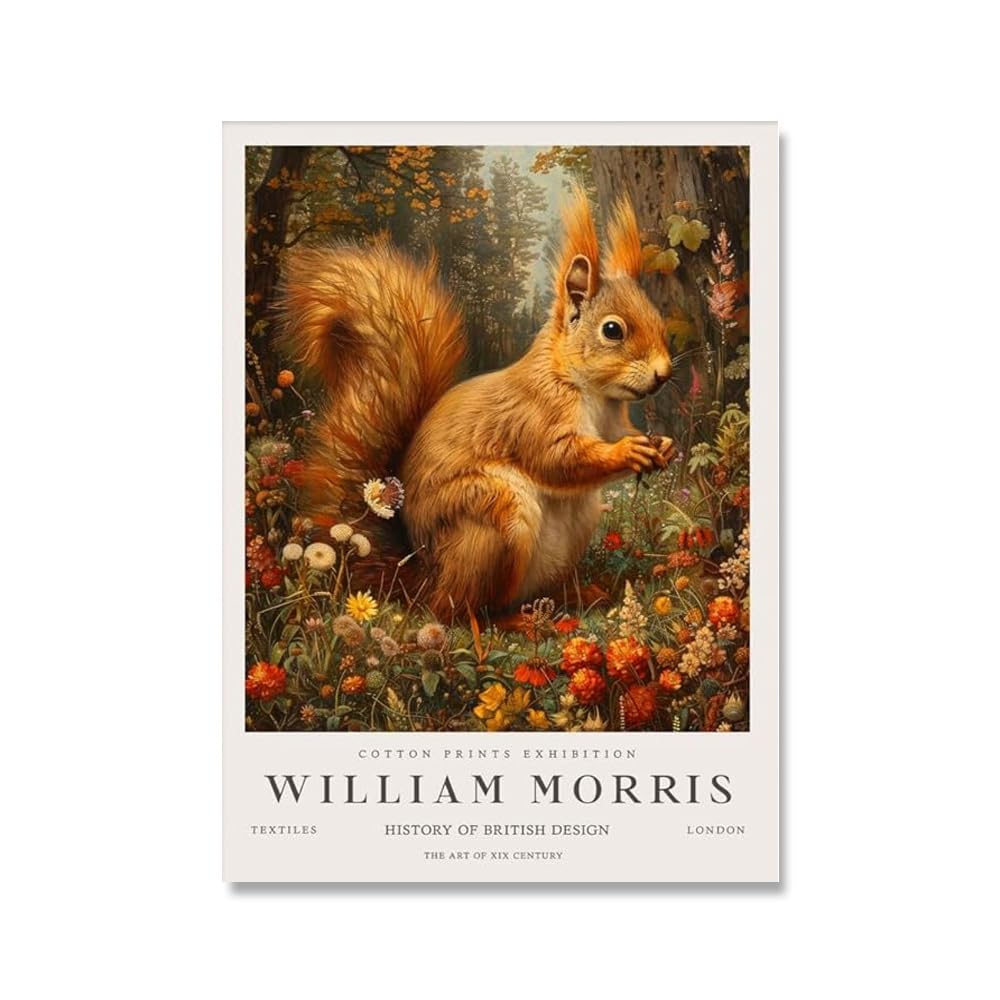 Orjdjz Wxkbl Squirrel by William Morris Canvas Poster Abstract Wall Art William Morris Exhibition Prints and Painting for Office Picture Decor 40x60cm Frameless
