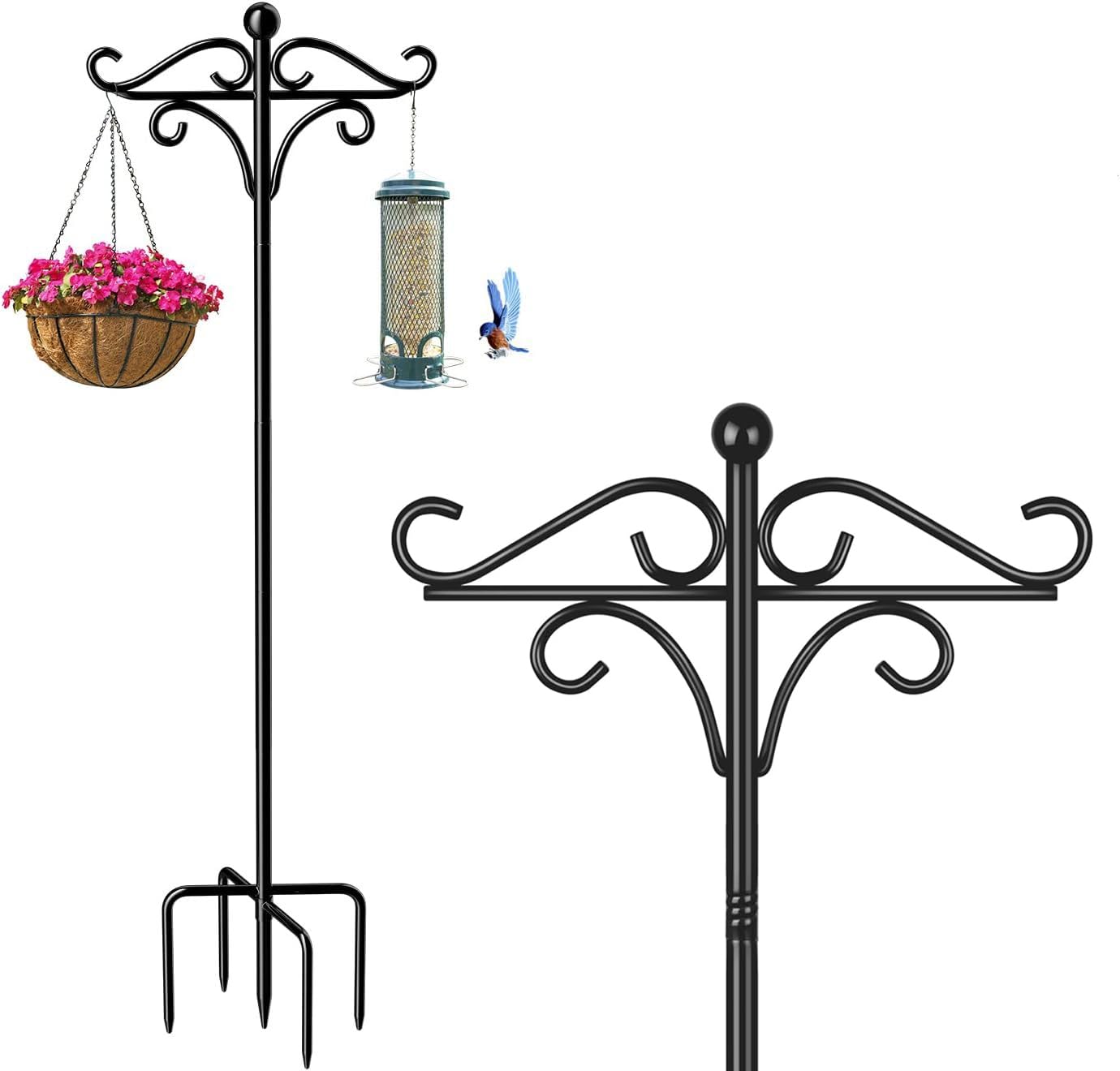 Supporto per mangiatoia per uccelli, 193 cm, regolabile con doppio gancio da pastore, 193,4 cm, mascella per uccelli selvatici, stazione di alimentazione autonoma per giardino
