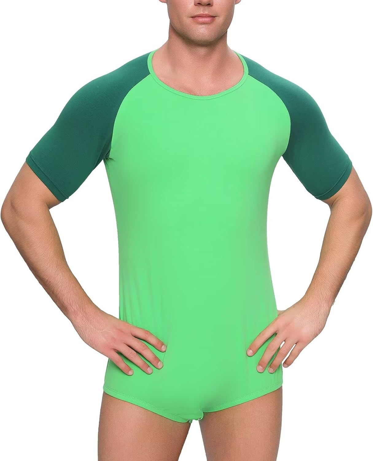 Landofgenie Men Short Sleeve Romper Pajama Bodysuit One Piece Crotch Snap Onesie - Image 4