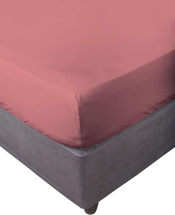 Zer0bed, Fitted Sheet with Corners, Single Colour, 100% Cotton, Maxi Angle, 30 cm, Single, Mauve, 90 x 200 cm
