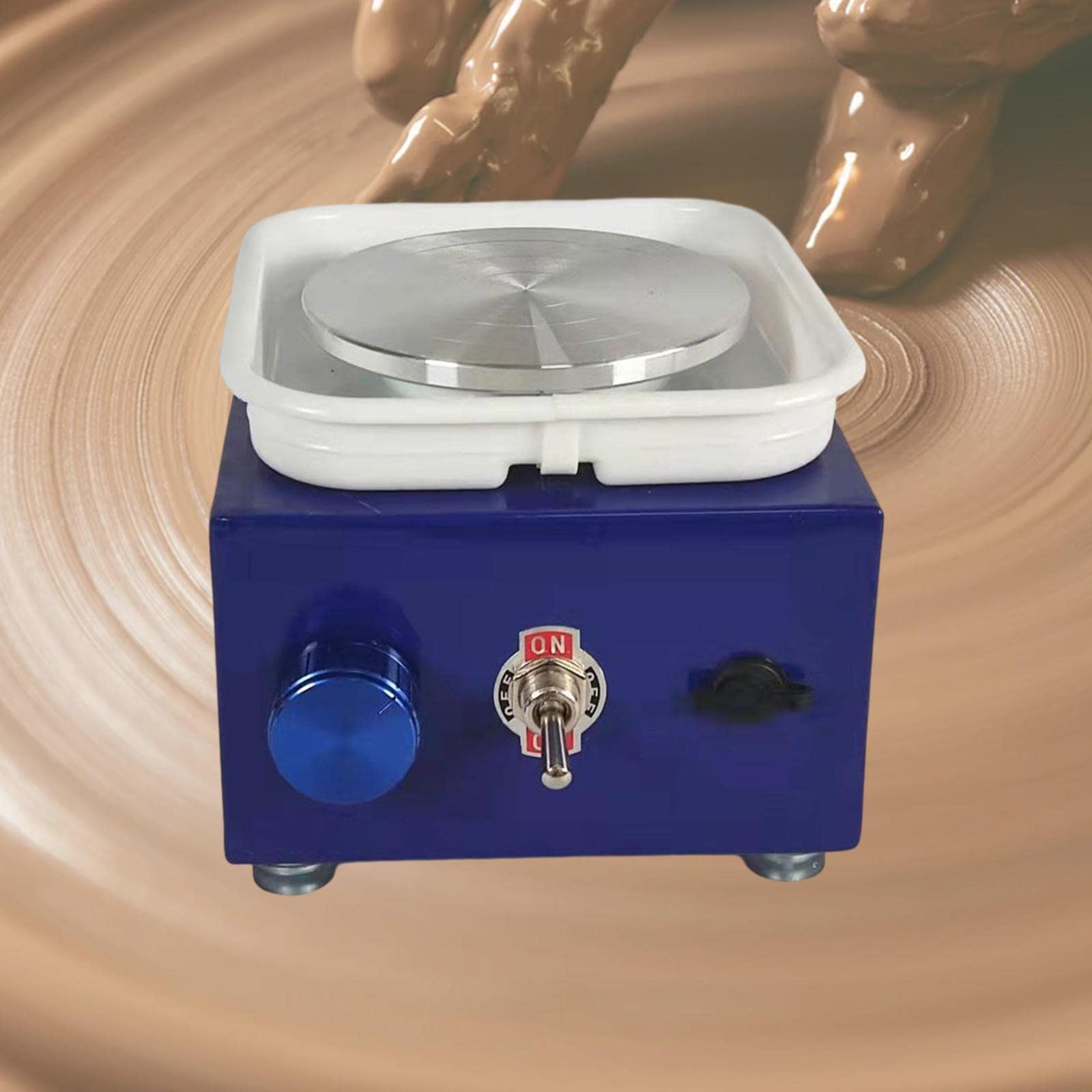 Milageto Elektrische Töpferscheibe, abnehmbar, waschbar, Becken, Kunsthandwerk, Sculpting, Werkzeug, Trimmrad, Heimwerkermaschine für Anfänger, Kinder, Blau