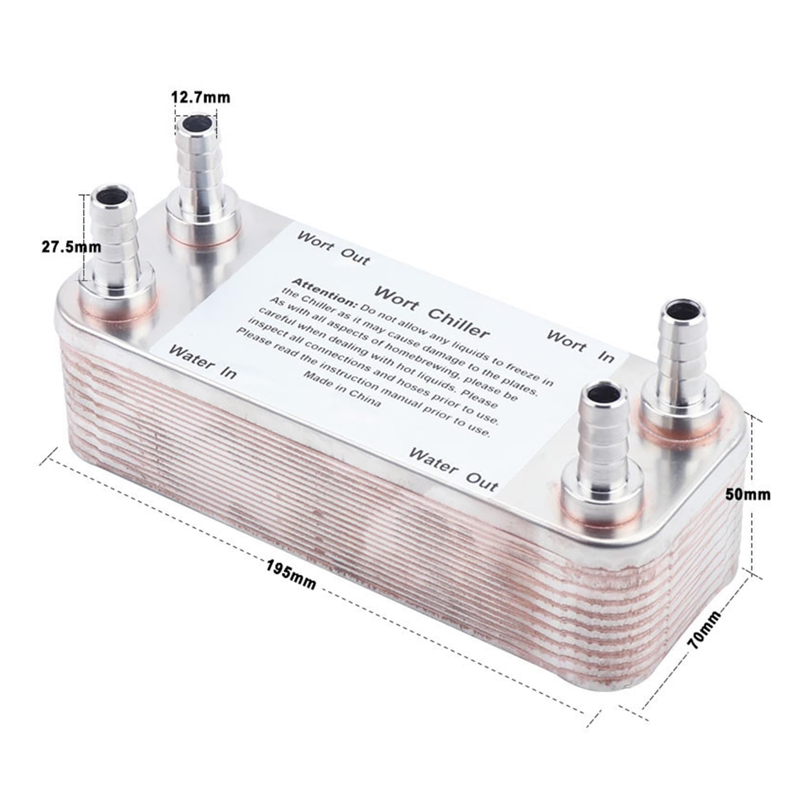 Intercambiador de calor Enfriador De Mosto De Cerveza, 20 Placas, X 1/2 "NPT, Manguera De Jardín, Placa Roscada, Intercambiador De Calor, Enfriadores Caseros De Acero Inoxidable 304