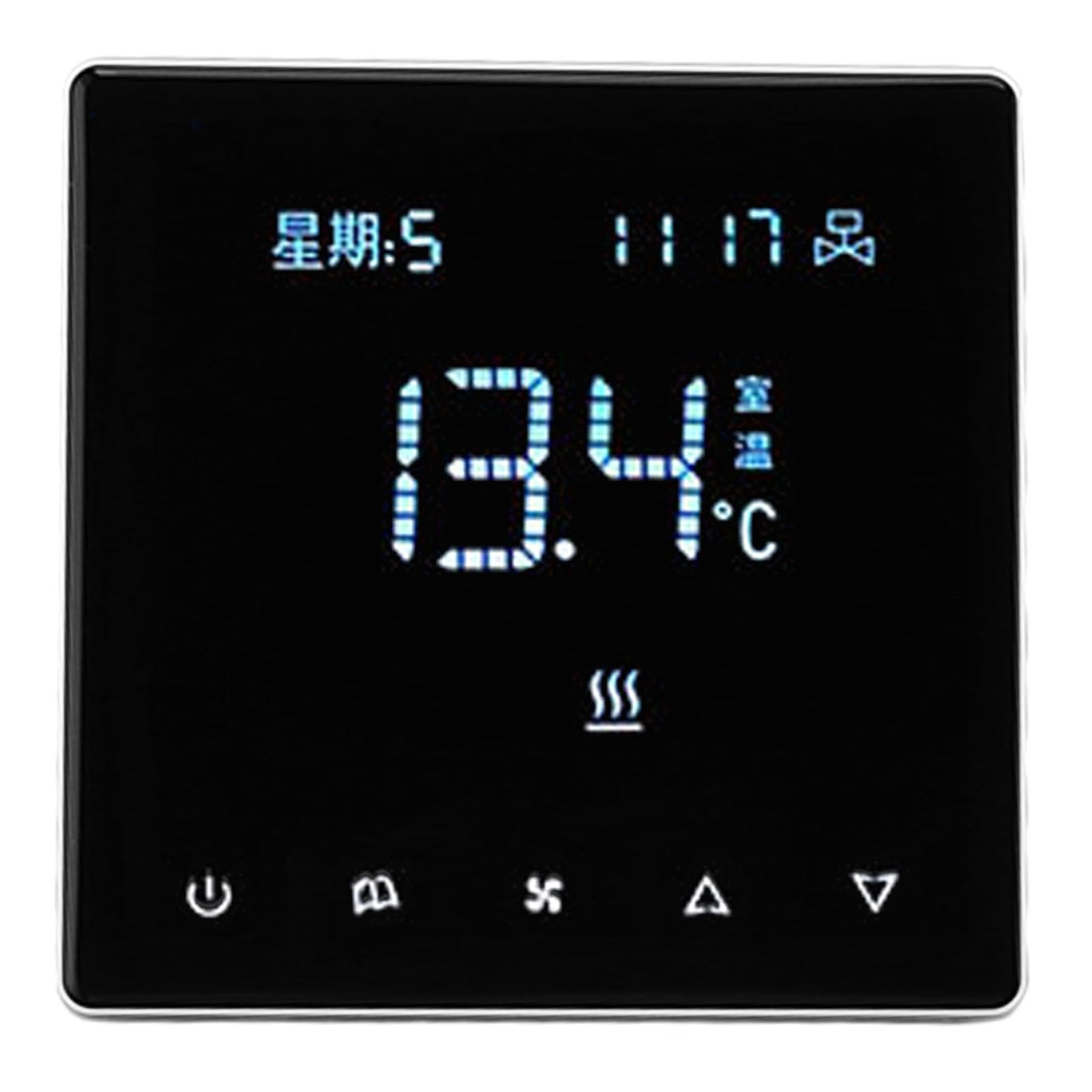 Fdit Termostato WiFi Inteligente, Programable 5-1 para Aire Acondicionado y Suelo Radiante, con Control Remoto por App, 5-45C, 1.5W, AC 220V, No Requiere Cable C