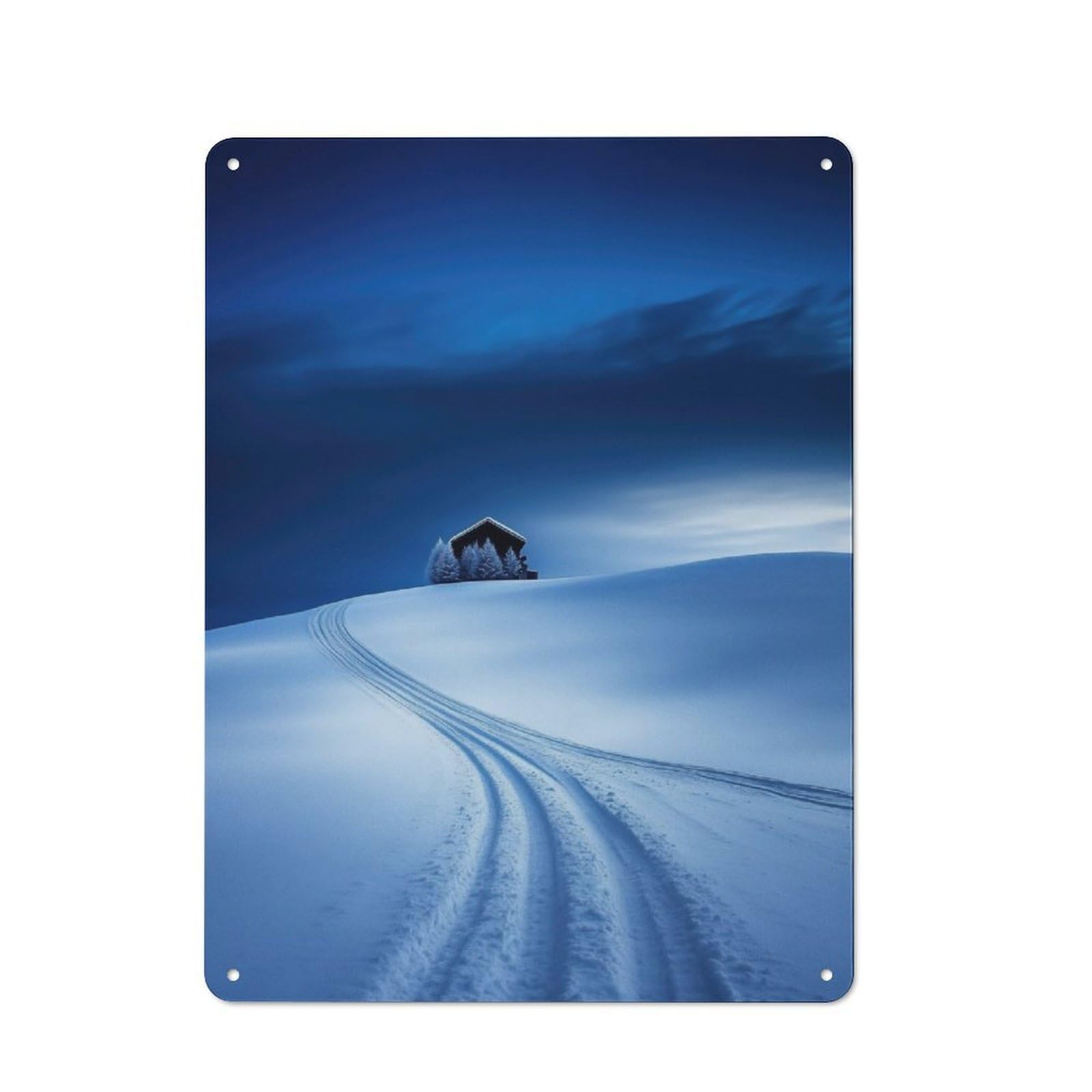Junmoney Snowy Cabin Landscape Tin Wall Plaque 40X30cm With For Café Or Restaurant, New Home Wall Decor For Hospitality Interior Collectors