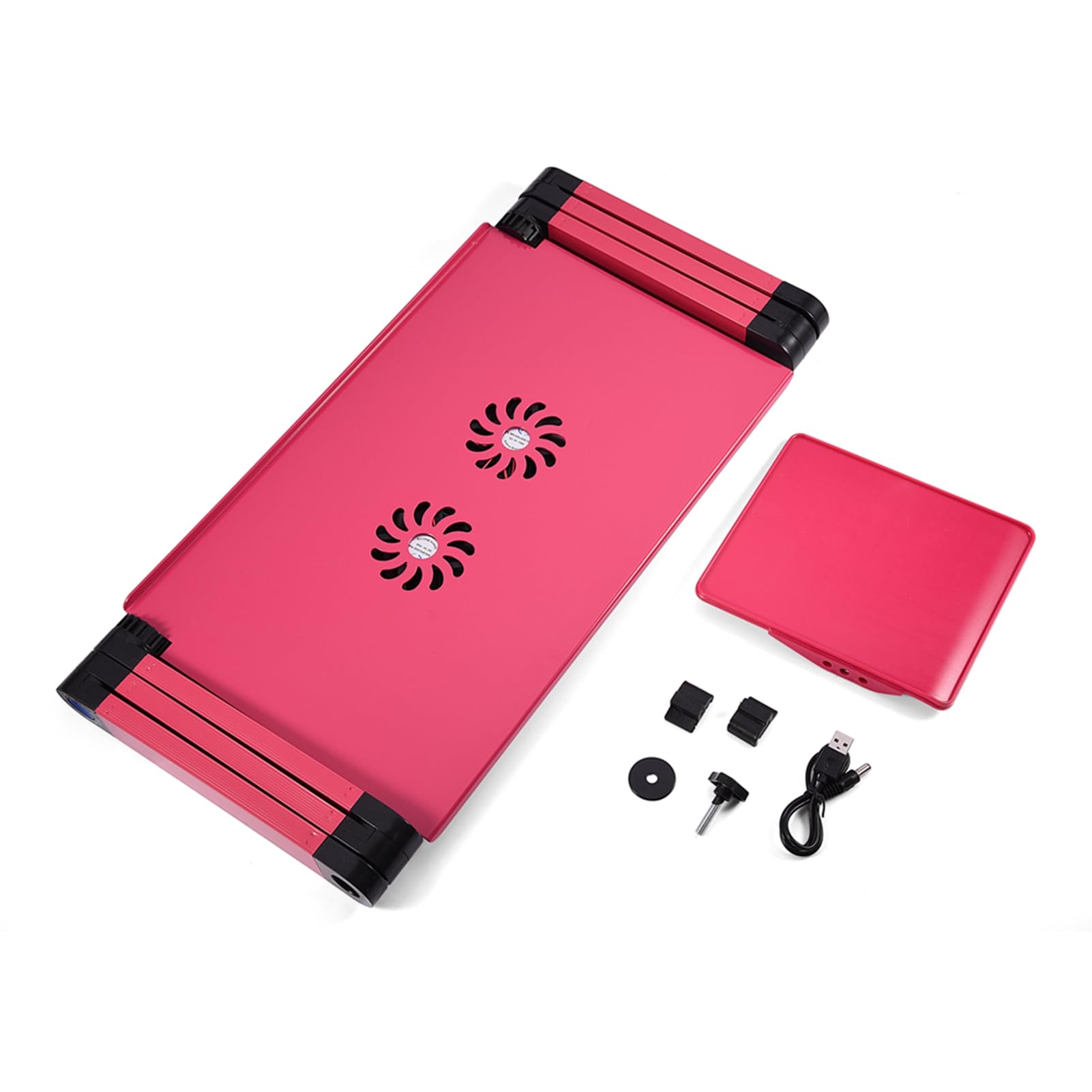 SIXRUN Supporto per Laptop Regolabile con Ventole di Raffreddamento per Uso Domestico e in Ufficio Design Leggero e Pieghevole per Laptop Fino a 17" (Rosa rossa)