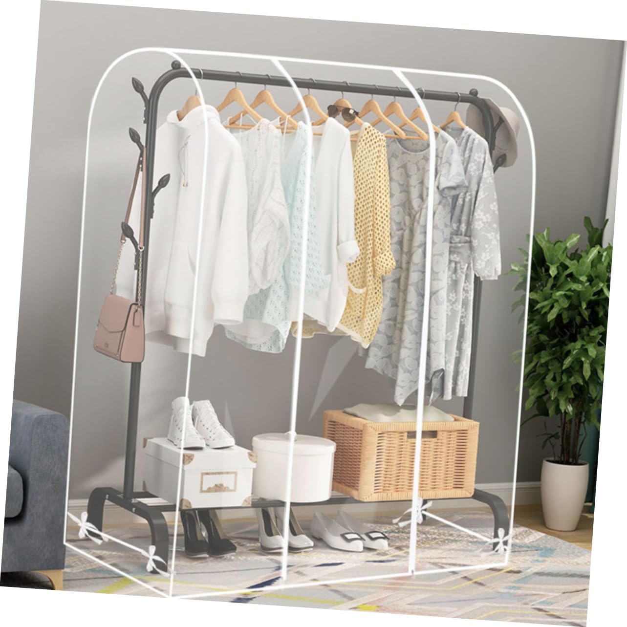 Cabilock Transparent Clothing Rack Cover Garment Protector for Suits Dresses Shirts Hanger Cover for Closet Storage