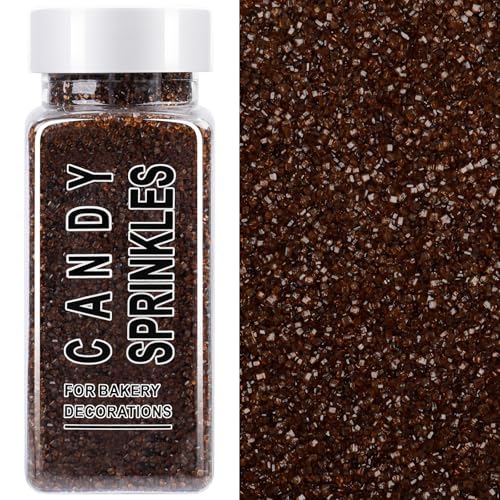 Image of Brown Sanding Sugar Sprinkles, 4.6 oz Edible Sparkling Sugar Crystals for Baking Topping, Chocolate, Cupcakes, Cookies, Ice Cream & Cake Decorating, Fall Thanksgiving Halloween Christmas Supplies