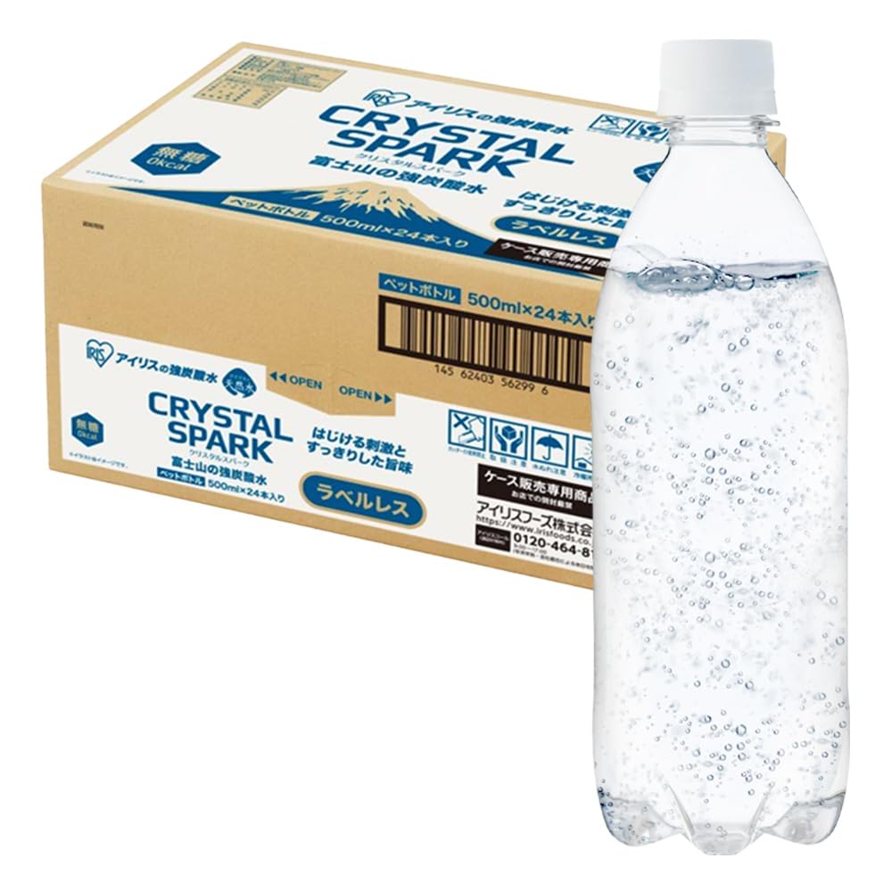 アイリスオーヤマ 炭酸水 ラベルレス 500ml ×24本 富士山の強炭酸水 強…