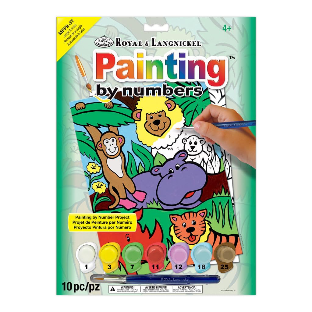My First Painting by Numbers Jungle Animals Craft Kits, Multicolor