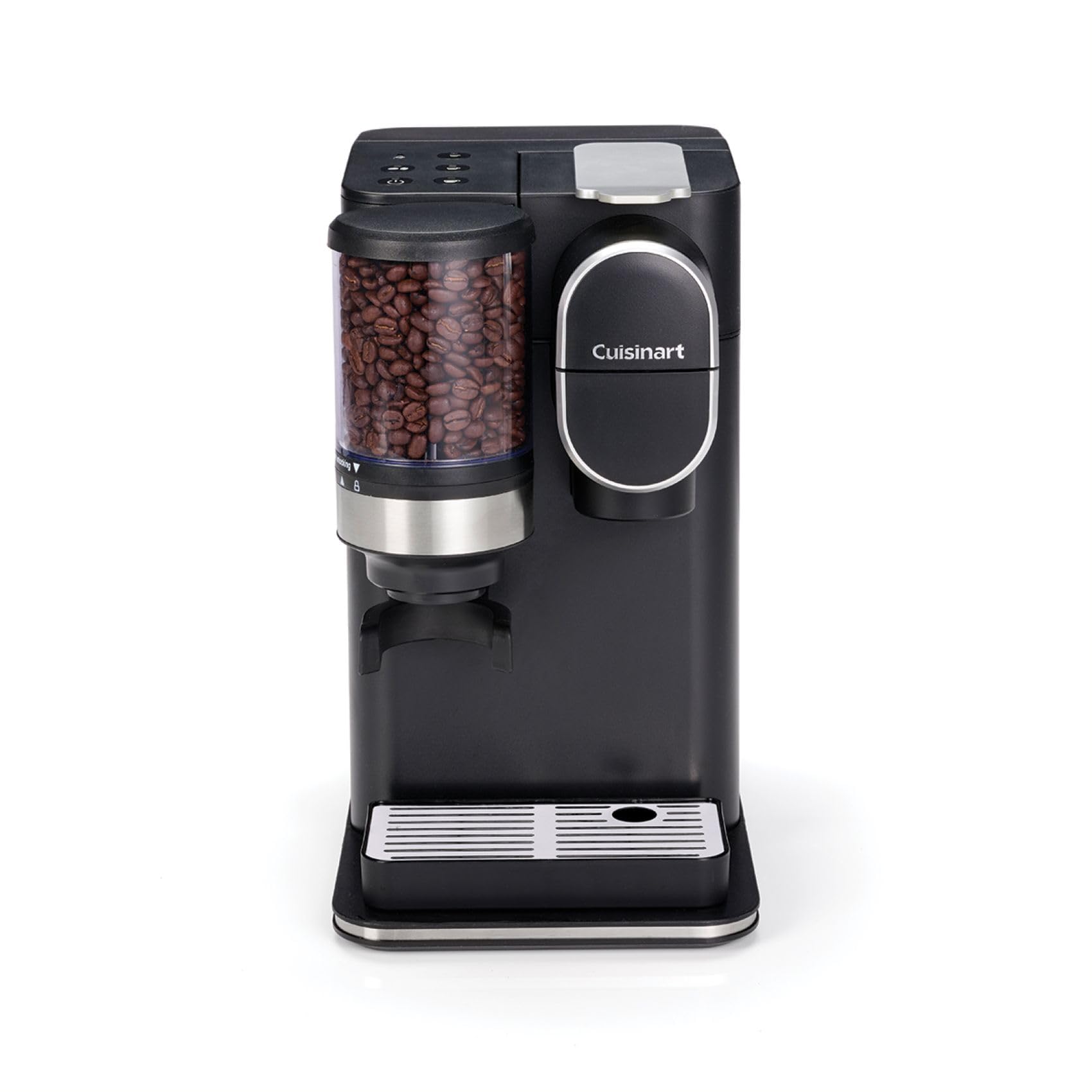 CUISINART One Cup Grind And Brew - Machine à café avec broyeur intégré | Grain à moudre, Café filtre en portion individuelle | choisissez 3 tailles de tasse | Dosette filtrante réutilisable | Noir