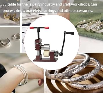 Ring Press Bender Machine,Bracelet Bending Machine, Adjustable Metal Jewels Rolling Mill Machine,Spoon Maker Forming Tool,Jewelry Flat Bender Making Tools, Stainless Steel Easy to Ope Gray Iron Wheel