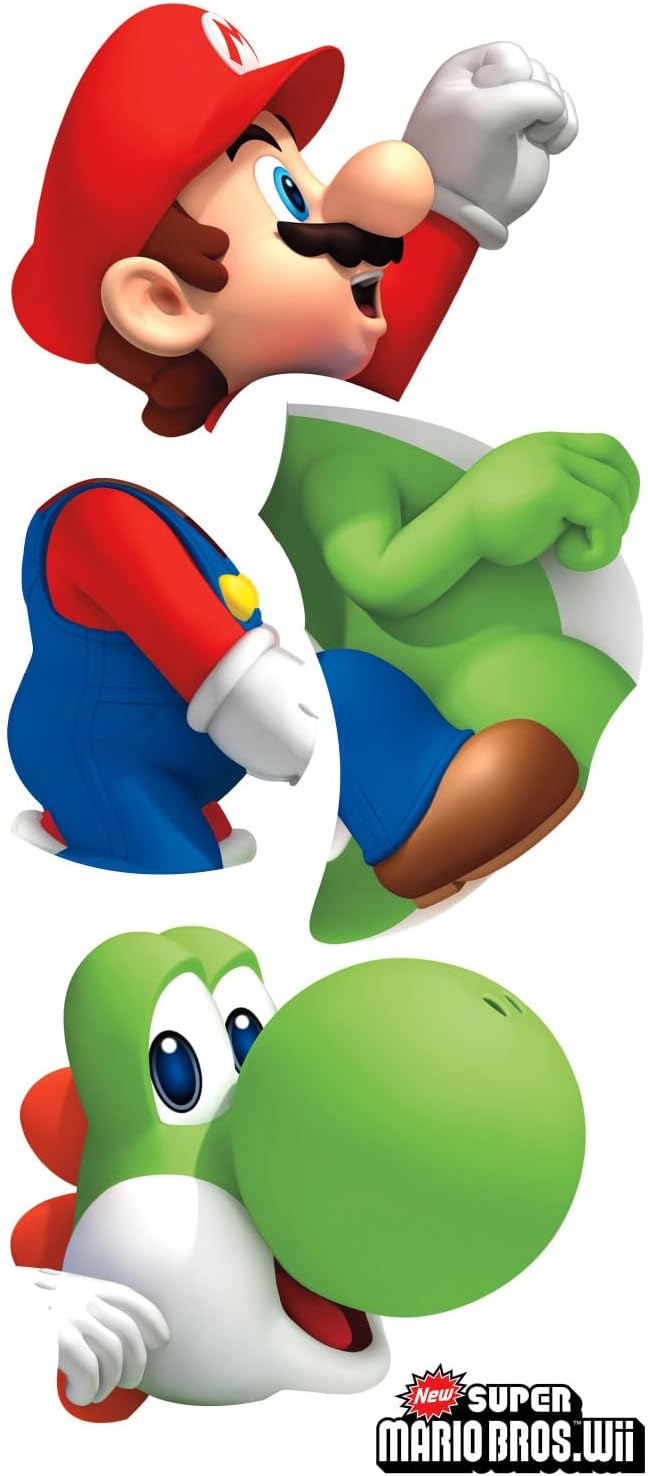 RoomMates RMK1918GM Ninetendo Super Mario Bros. Yoshi and Mario Peel and Stick Giant Wall Decals 23" x 32"