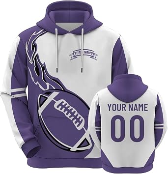 Custom College Football Hoodies Sweatshirts Pullover Personalized Name Number Hooded for Men Women Youth Fans Gifts