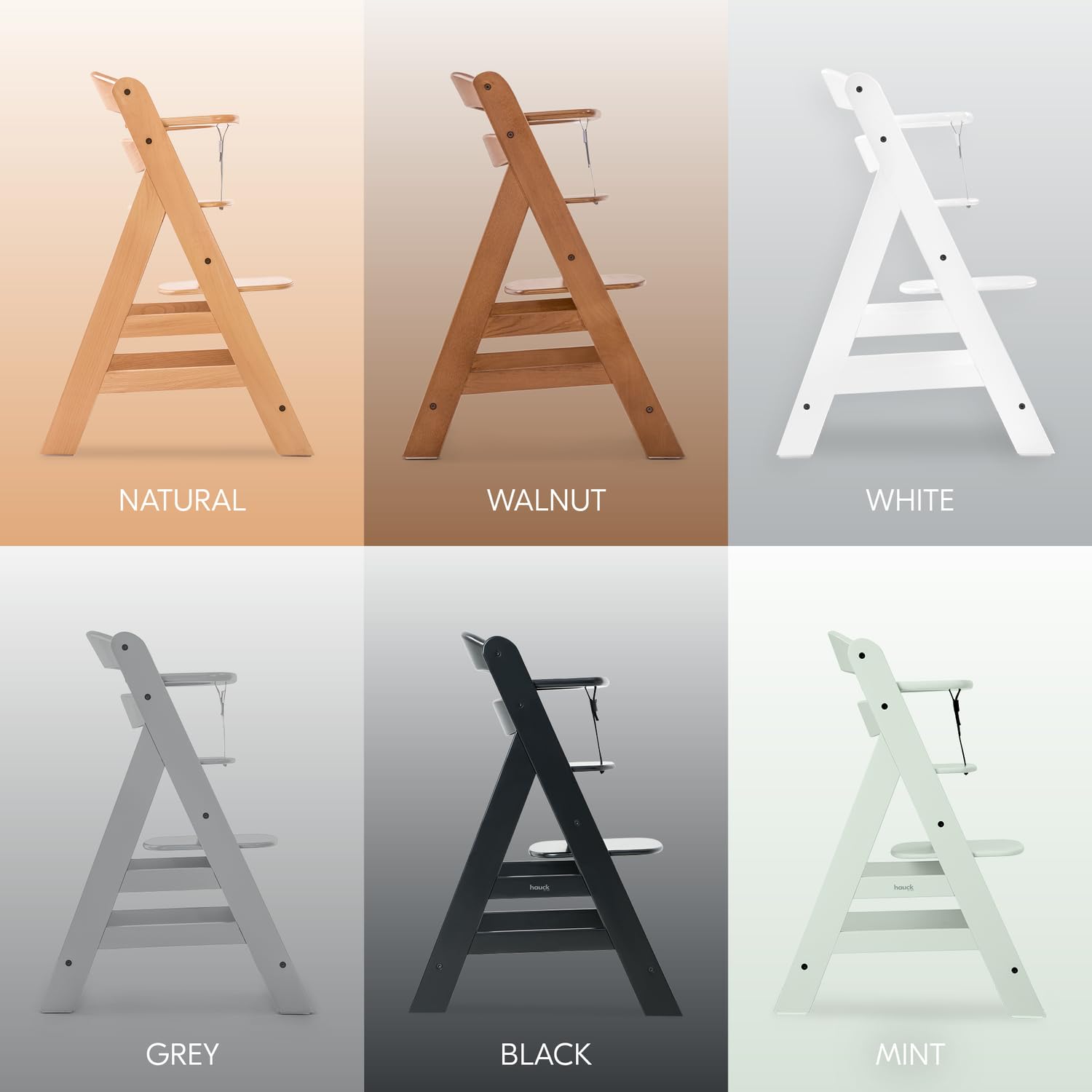 Hauck Alpha+ Holz Hochstuhl Baby mitwachsend 6 Monate bis 90 kg, Natural, 5-Punkt-Gurt, 8-fach verstellbar