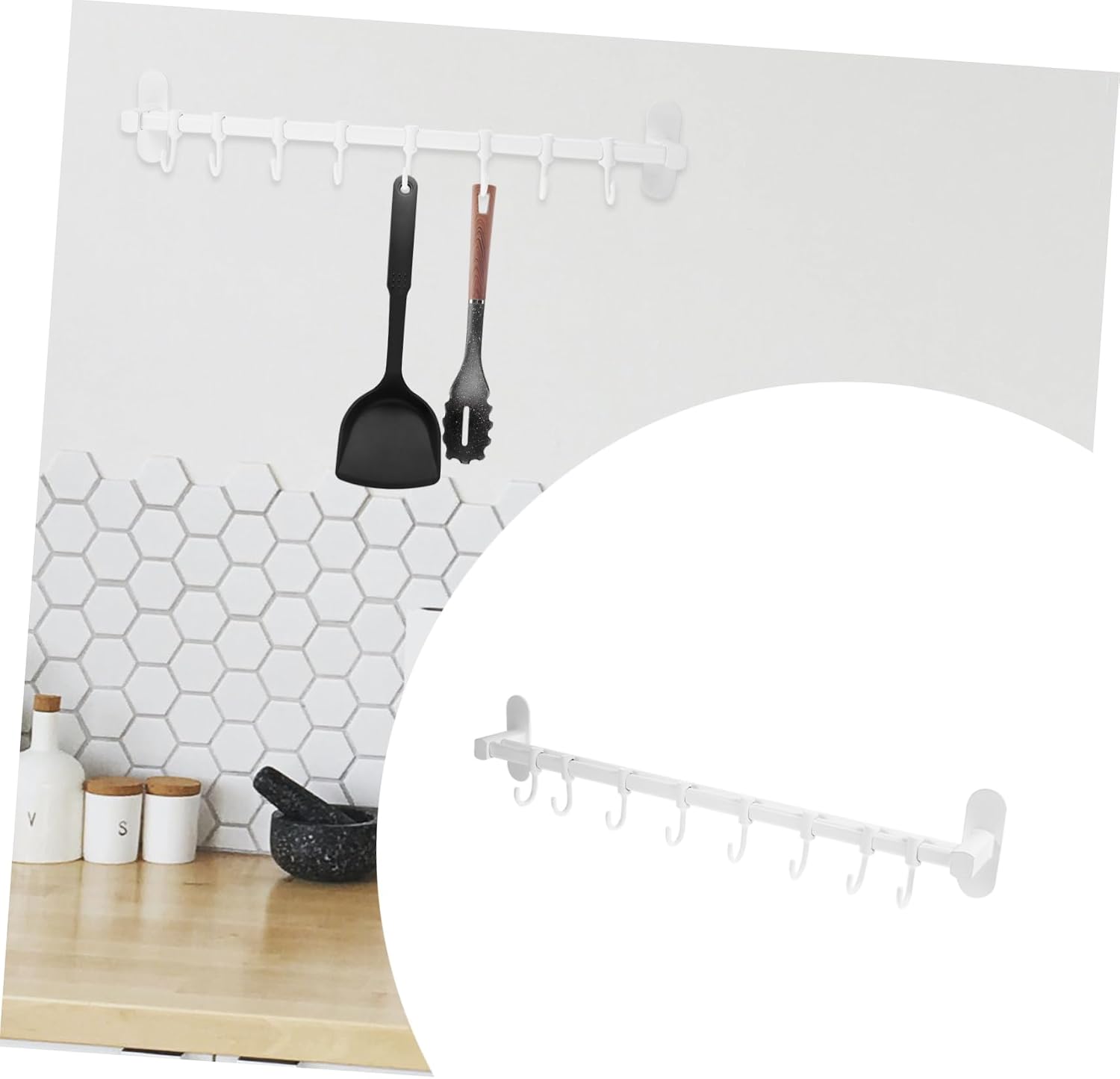 SECFOU Wall-mounted Kitchen Tool Hanging Rack Space Aluminum Utensil Organizer for Efficient Kitchen Storage and Easy Access to Pots and Pans