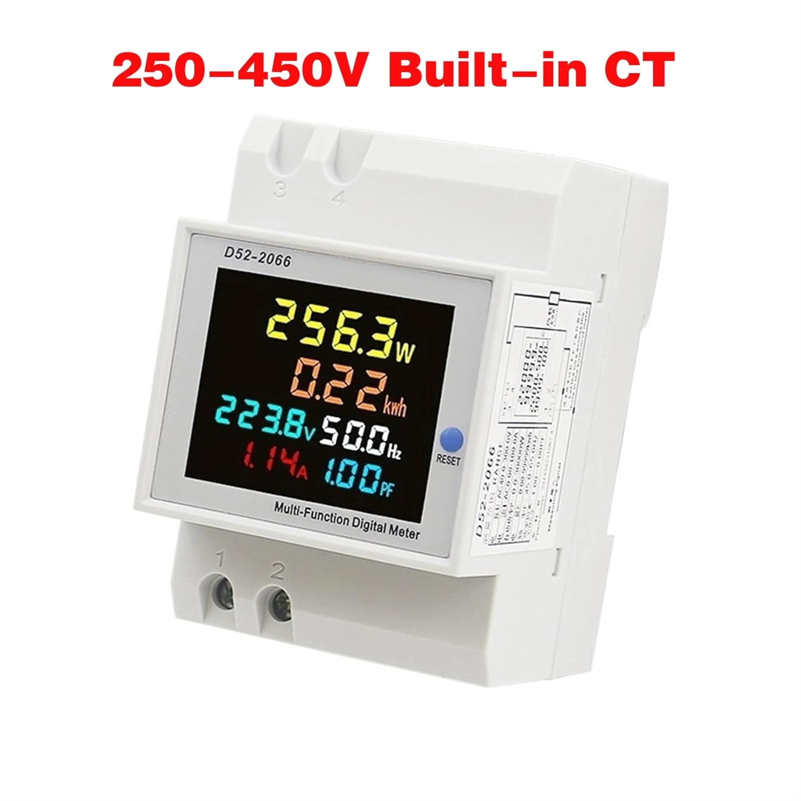 Jednofazowy licznik energii elektrycznej Monitor zużycia energii elektrycznej na szynie DIN AC 40-300 V 100 A woltomierz Amperomierz watowy Kwh Miernik mocy częstotliwości(250-450 V wbudowany