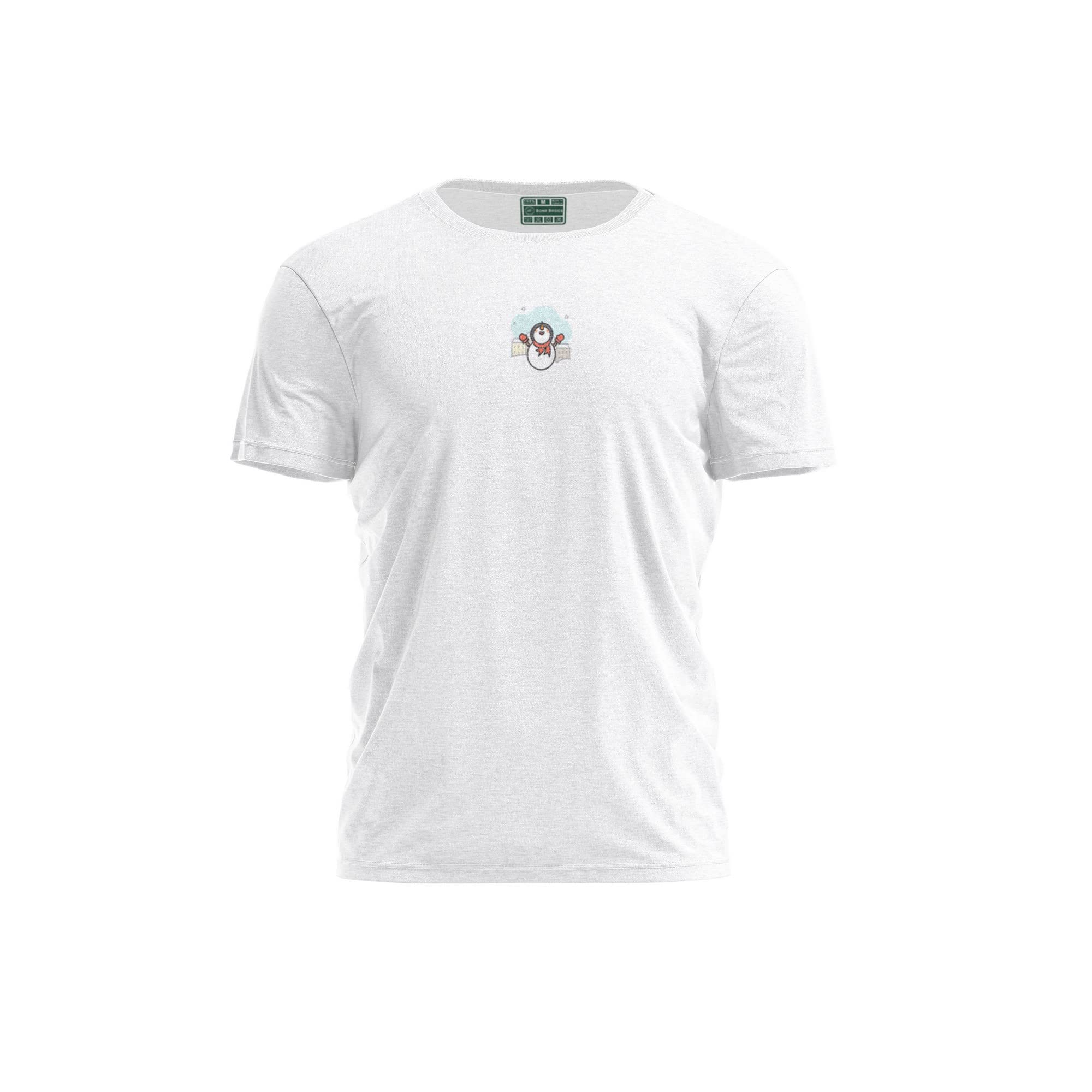Bona Basics, Digitally Printed, Men's Basic T-Shirt,%100 Cotton, White, Casual, Men's Tops, Size: S