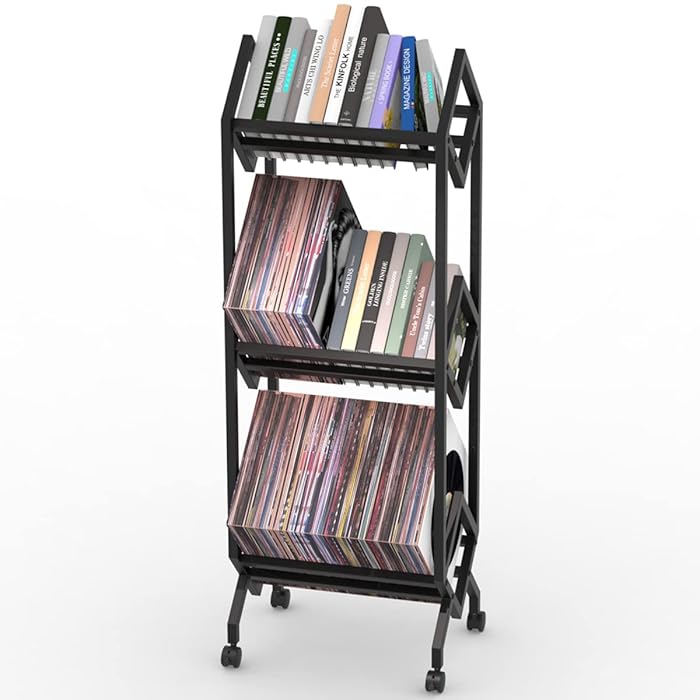 Buy MOOMLIFE Mobile Vinyl Record Storage Rack, LP Storage Shelf, Record