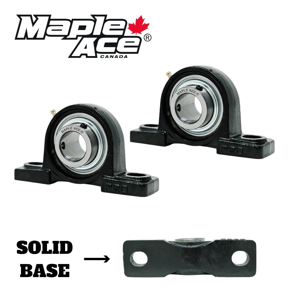 MAPLE ACE UCP205-14 Pillow Block Bearing 7/8" Bore, 2-Bolt, Self-Aligning, R3 Triple Lip Seal, Solid Base, Heavy Duty (Qty 2)
