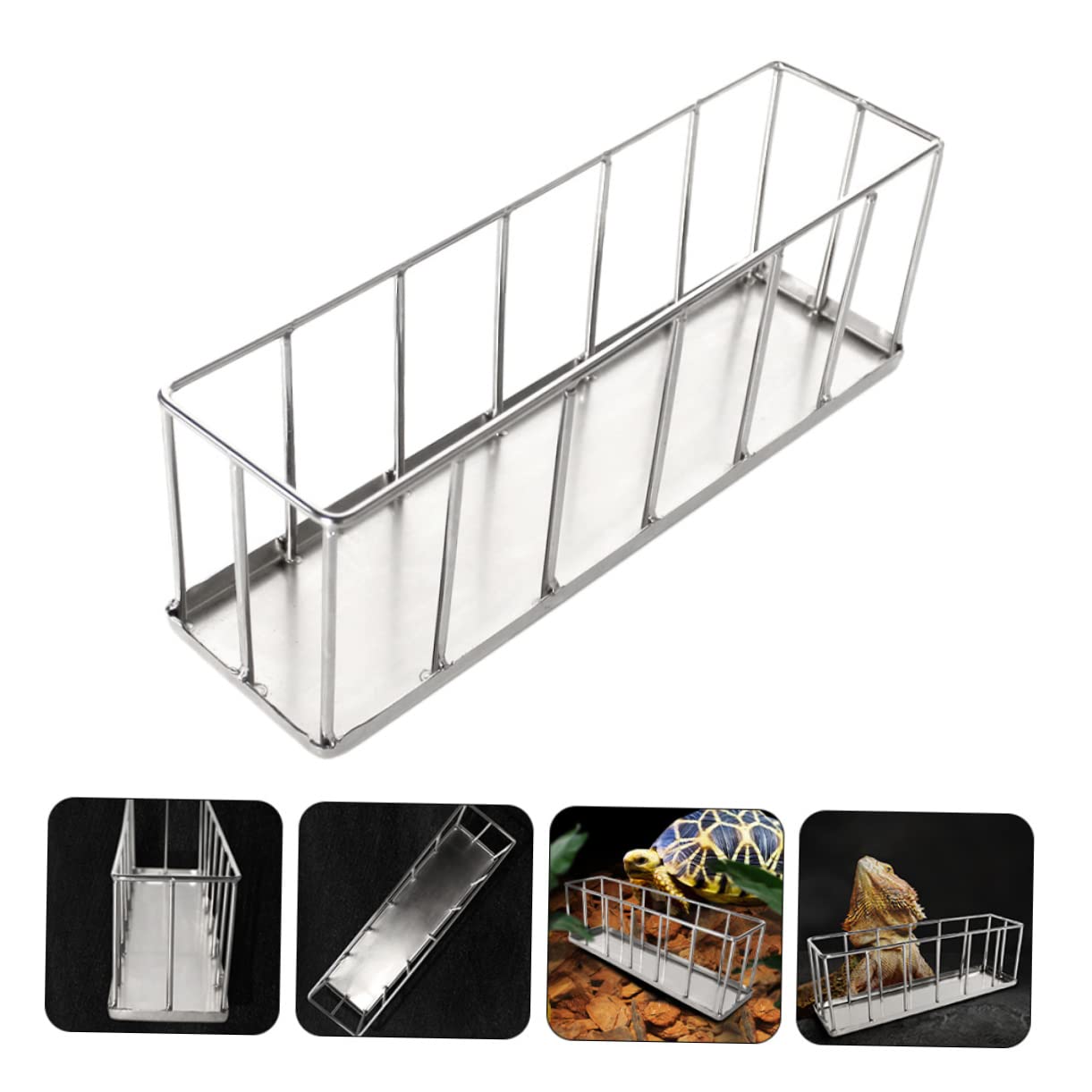 INOOMP Ciotola per Rettili in Acciaio Inox, Mangiatoia per Tartarughe e Lucertole, Superficie Liscia Antiruggine, per Gabbia Animali Domestici
