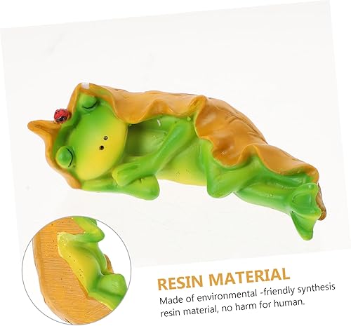 Vista 2 de Yardwe 2 pcs Sleeping Frog Ornament Cake Ornament Frogs Cake Decorating Frog Shelf Sitter Micro Garden Figurine Desk Frog Ornament froggarden Statue